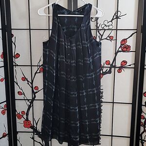 THEYSKENS' THEORY  BLUE PLAID BUTTON FRONT SLEEVELESS RACER BACK DRESS 100% Silk